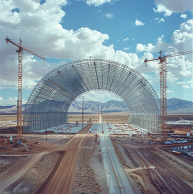 Un cadre spatial en acier pour le bâtiment d'un hangar à charbon. Des solutions innovantes de conception et de construction.