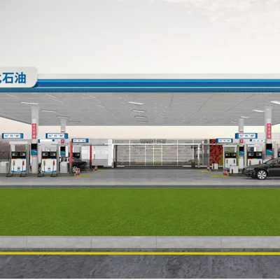 Q345 a préfabriqué le toit de la structure métallique ENV d'auvent de station service