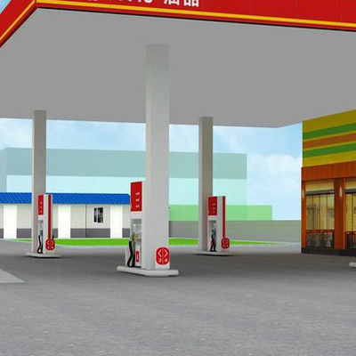 Q345 a préfabriqué le toit de la structure métallique ENV d'auvent de station service