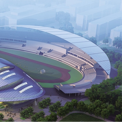 S355JR a courbé stade de toit structure la soudure irrégulière