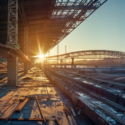 Structures de cadres d'acier à grande portée pour une construction efficace de gares.