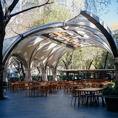 Structure de membrane de tension pour les repas en plein air Des solutions élégantes résistantes aux intempéries