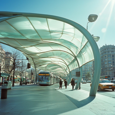 Structure à membrane de tension pour les intersections de transport en commun
