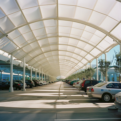 Structure de membrane de tension pour les parkings publics protège les véhicules avec des auvents élégants