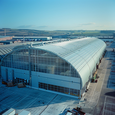 Structure de toit d'entrepôt pour les grands centres logistiques maximisant l'espace et l'efficacité